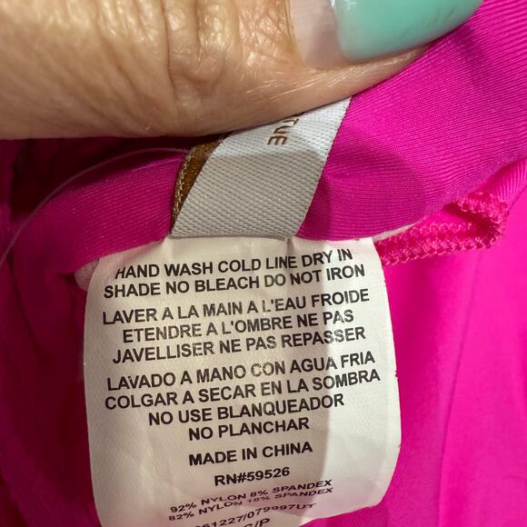 Becca Cosmopolitan Pink Pucker Up Asymmetrical One-Piece Swimsuit Sz M NWT - Picture 7 of 13